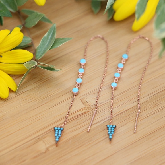 Sterling Silver Thread Nano Turquoise Rose Gold - Picture 5 of 8